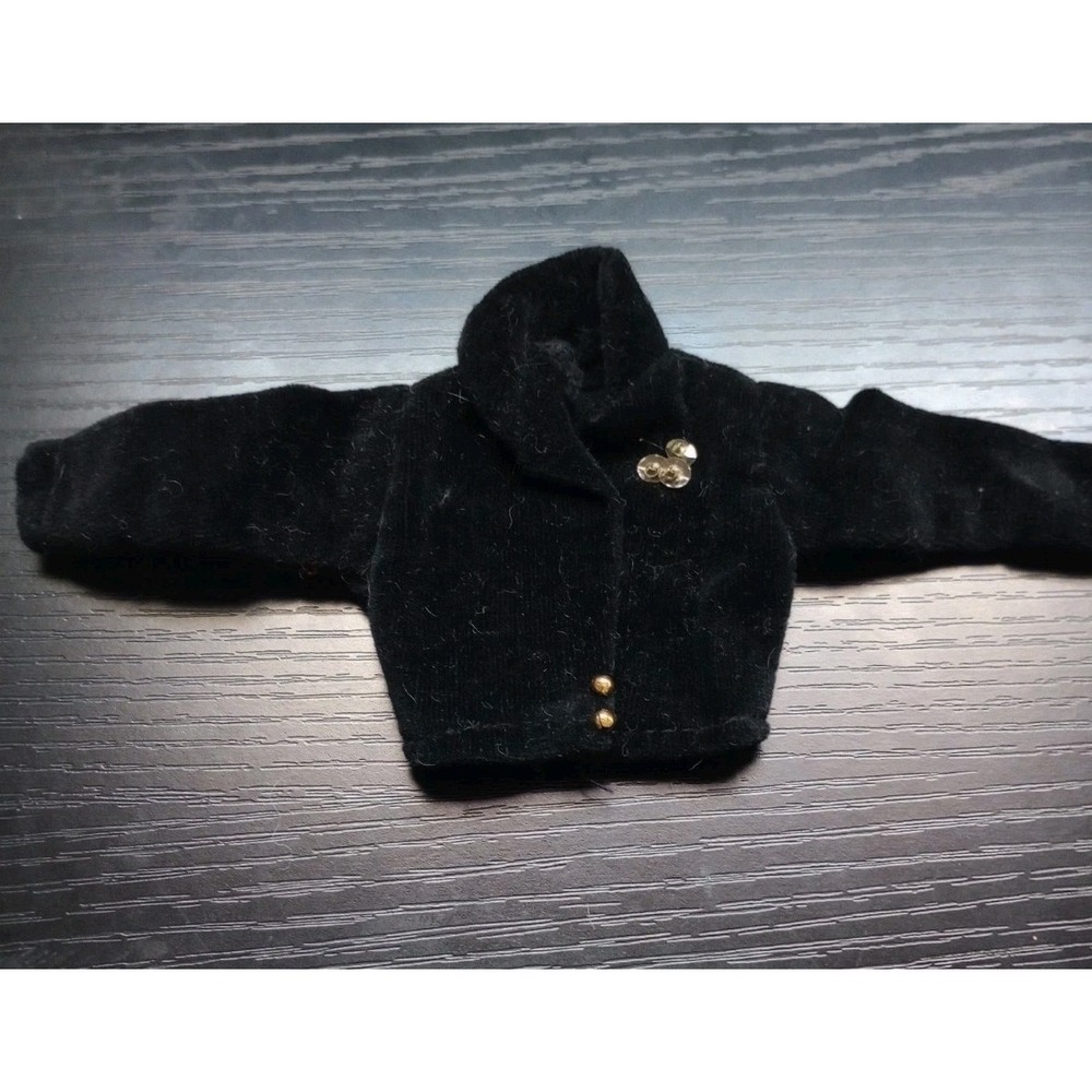 Vintage Barbie Size Black Velvet Pants Suit Jacket Set 1960s 1970s Doll Clothes - Picture 2 of 3